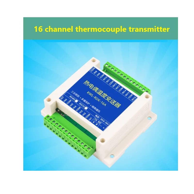 Thermocouple resistance temperature with 16 channel acquisition K/S/R/B/N/E/J/T type rail sensor isolation conversion 485