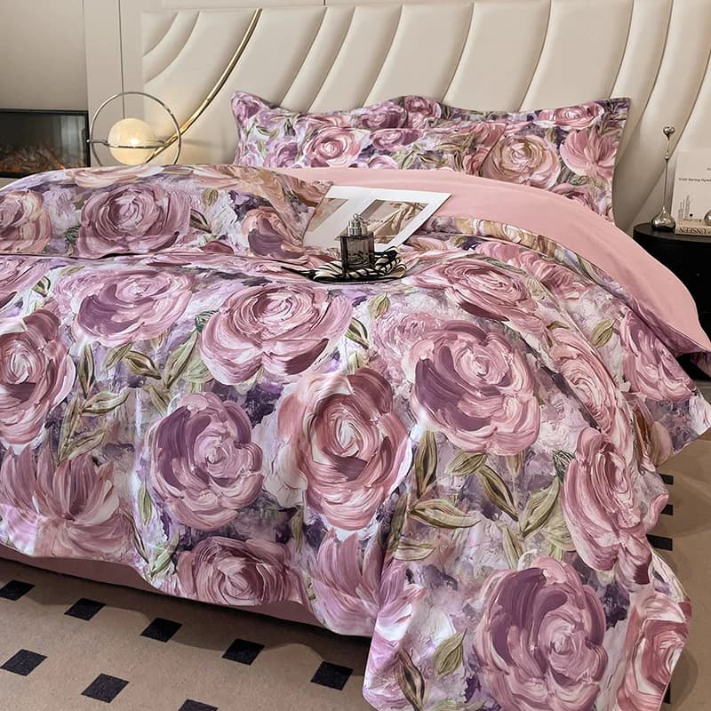 American Vintage oil painting style flowers prints Set luxury bedding Set flat/sleeve cover with pillow corners 4 pieces