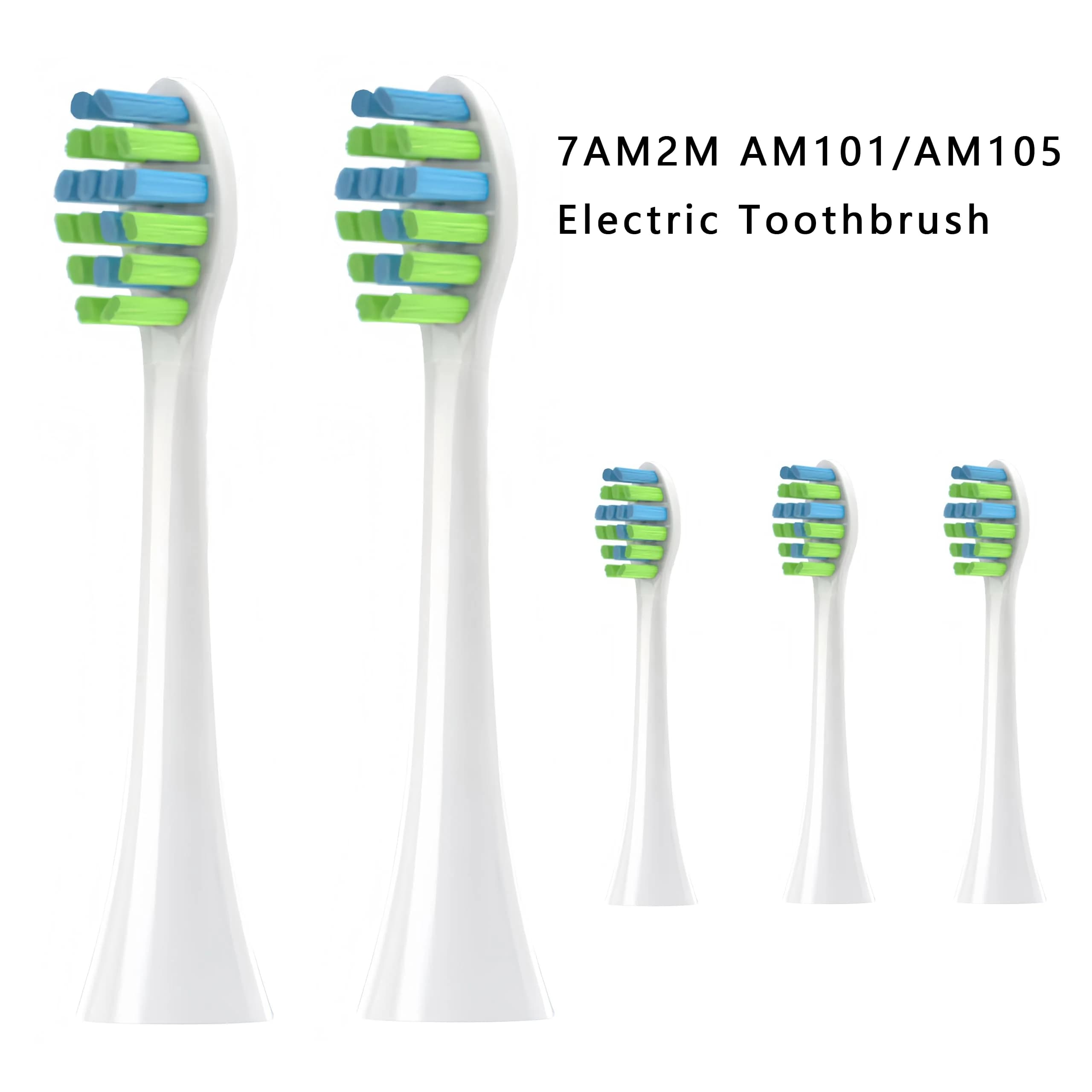 Compatible with 7AM2M AM101/AM105 - Pack of 5 heads for soft bristles electric toothbrush, premium spare accessory