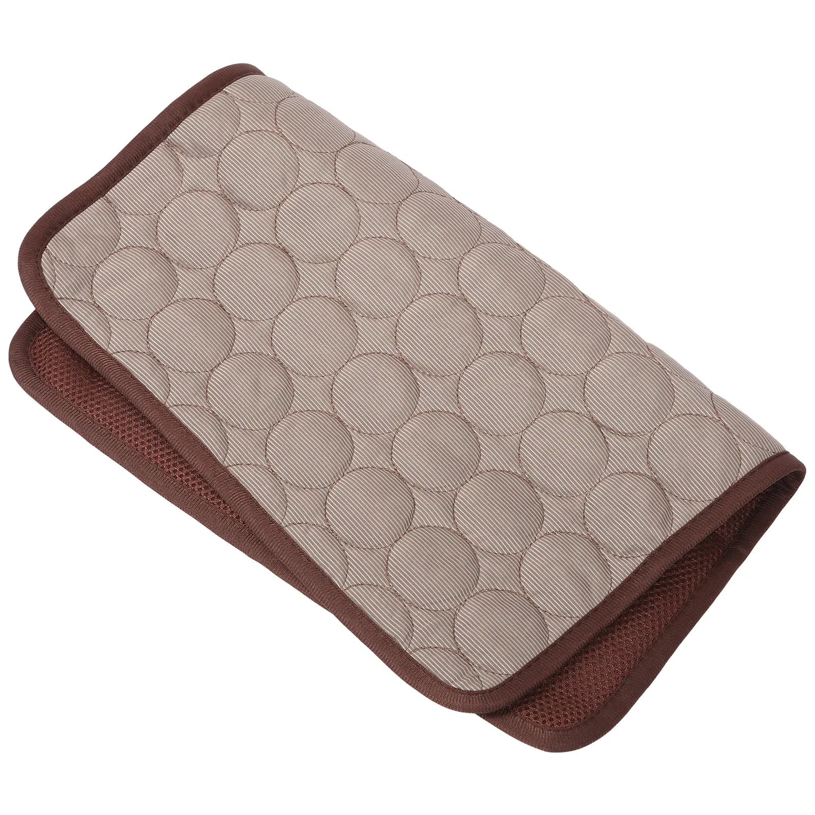 Pet Summer Cooling Mat Coffee Size Smooth Breathable Bed for Dog Cat Crate Kennel Travel Car Use Pet Pad