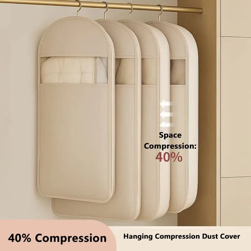 Hanging Clothes Dust Cover Transparent Garment Bag Compression Storage Pouch Dustproof Protector Suit Wardrobe Organizer Storage