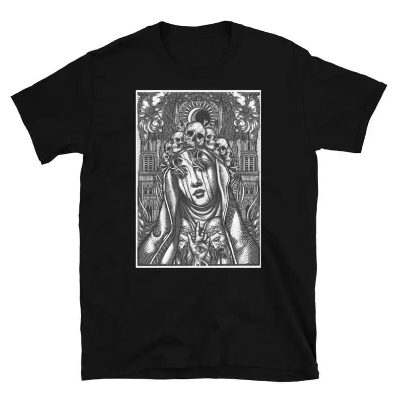 Maglietta Burn The Church Cult Tarot Card Unholy Burning Occult Death Metal