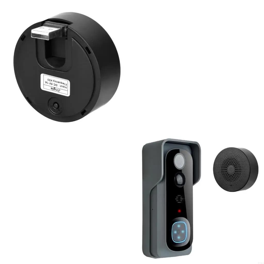 Videocamera per campanello senza fili con campanello Campanello per porta esterno ricaricabile a 2 con suono visibile