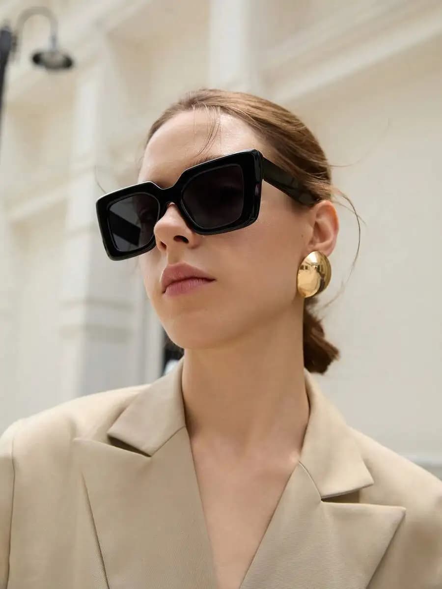 Womens Square Plastic Fashion Sunglasses For Daily Casual Outdoor Wear