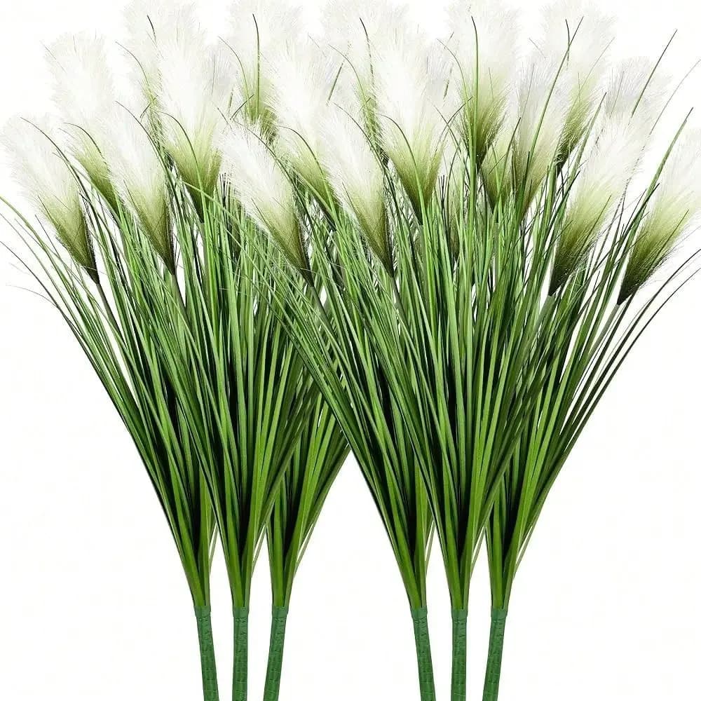 Piante Artificiali, Confezione da 6, Erba Alta a Forma di Cipolla, Decorazione Verde, Finto Prato, Arbusti, Fiori, Erba di Grano per Casa, Interni ed Esterni