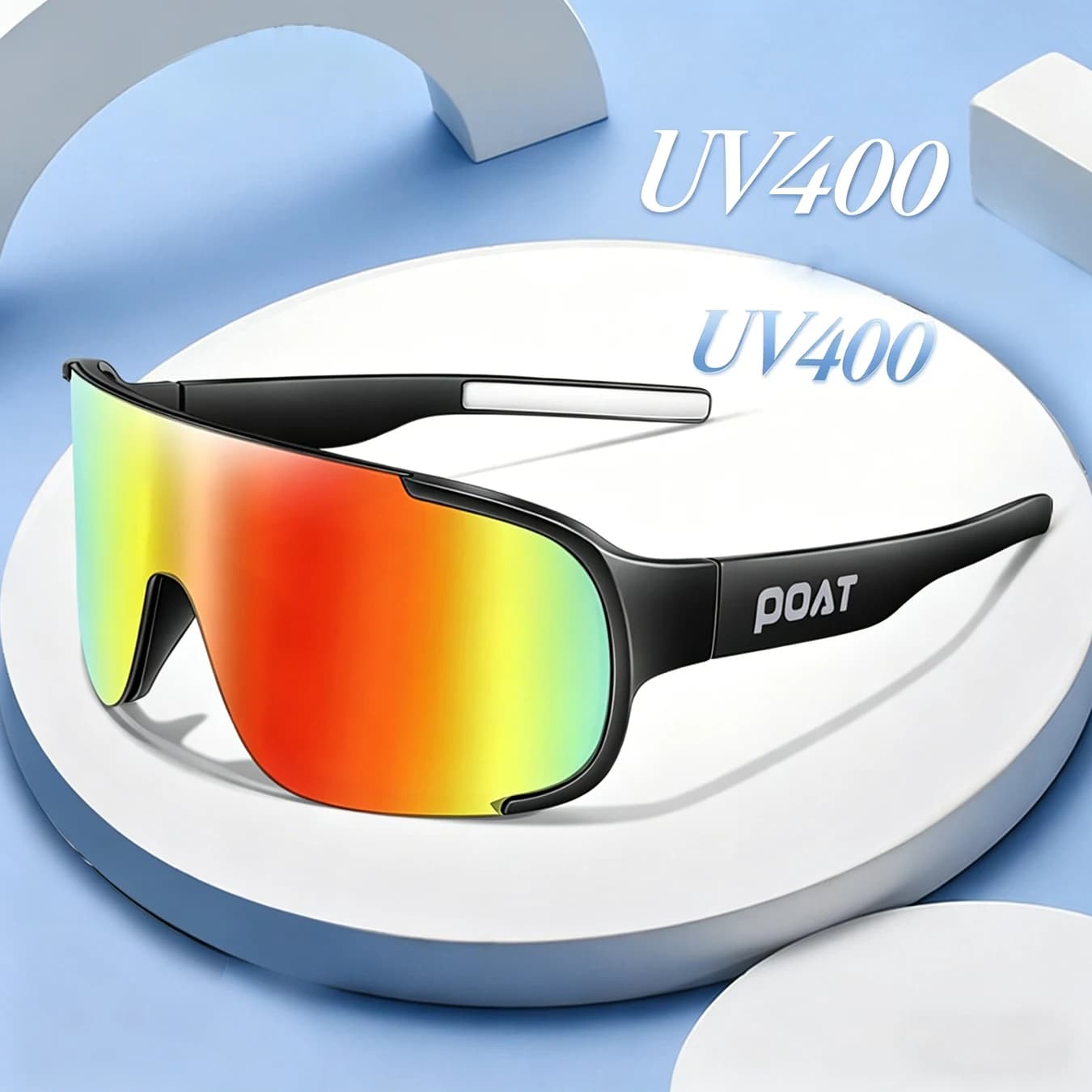 Occhiali da Ciclismo POAT UV400 per Uomo e Donna, Occhiali Sportivi da Esterno Antivento per MTB, Bici, Pesca, Multicolore e Alla Moda
