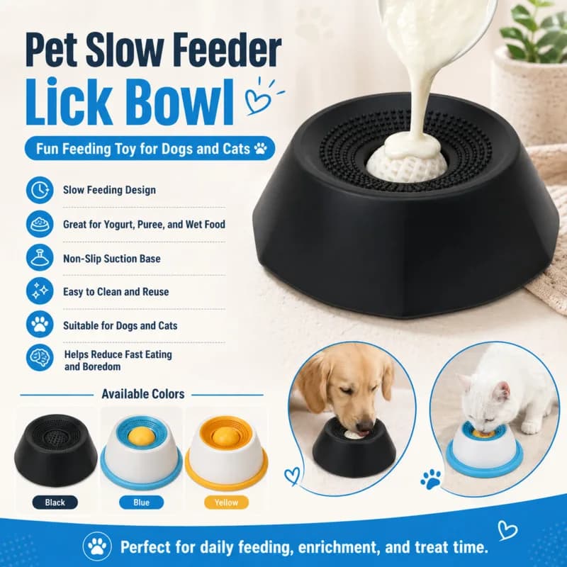 Dog Cat Pet Lick Mat Feeder Slow Food Bowl Anti Spill Treat Dispenser Interactive Licking Toy Dental Cleaning Pet Bowl Gift New
