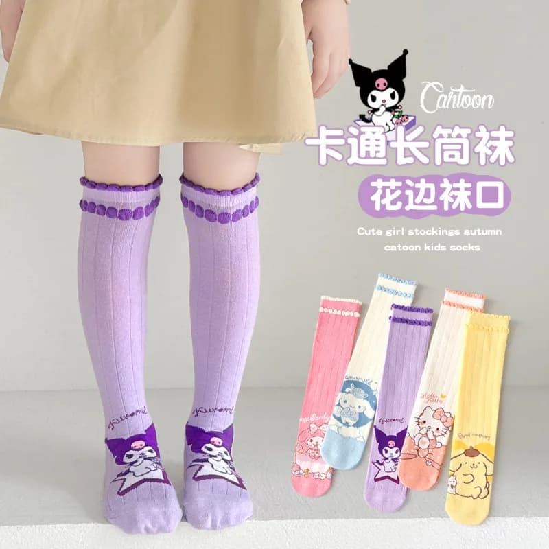 4/5Pairs Child Soft Casual Ankle Socks Cartoon Kids Knee High Long Cotton Cute Anime Character Over Knee Socks Girls Stockings