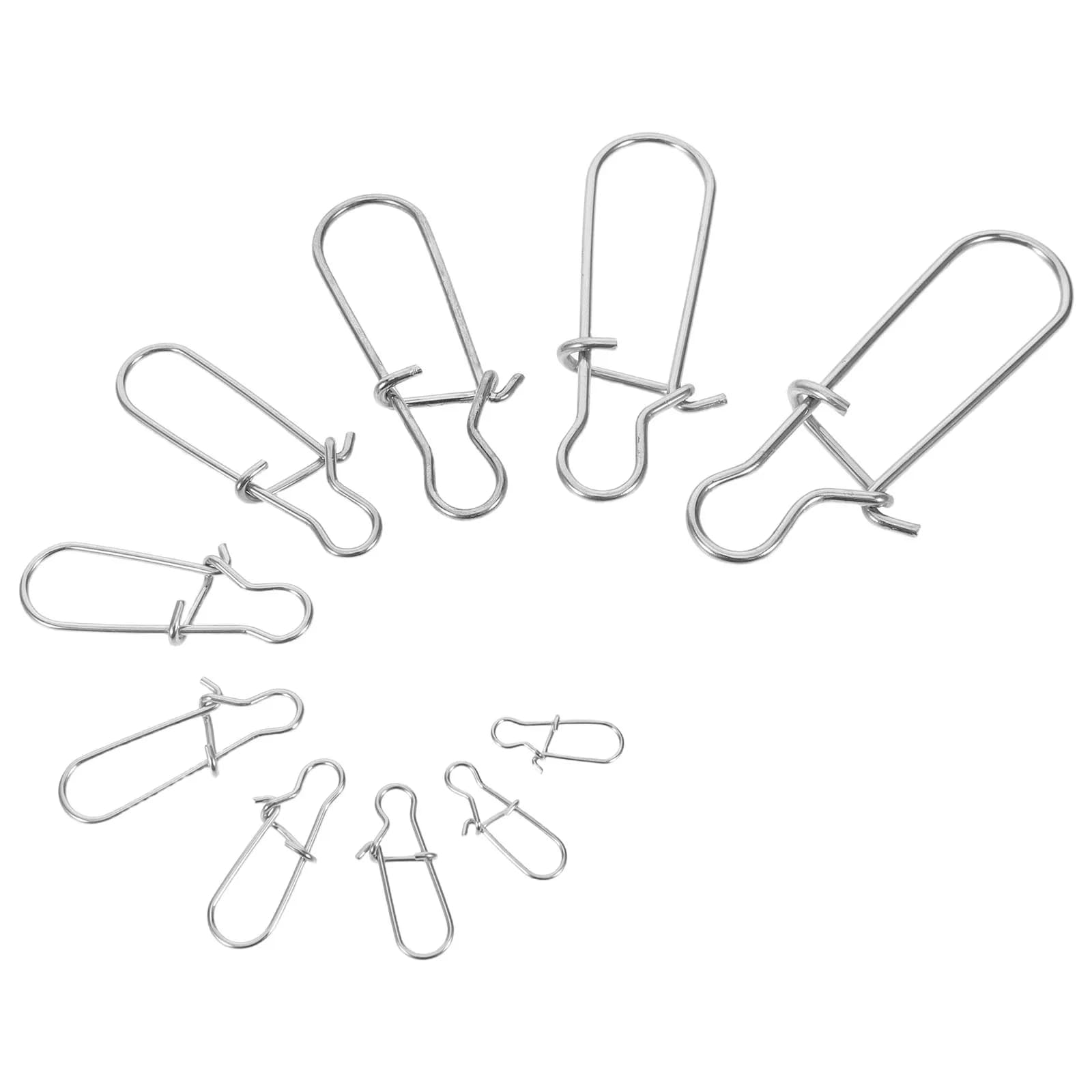 100 Pezzi Connettori per Pesca in Acciaio Inossidabile ad Alta Resistenza, Girelle a Scatto, Clip a Scatto, Connettori per Esche Artificiali, Attrezzatura per Acqua Dolce e Salata