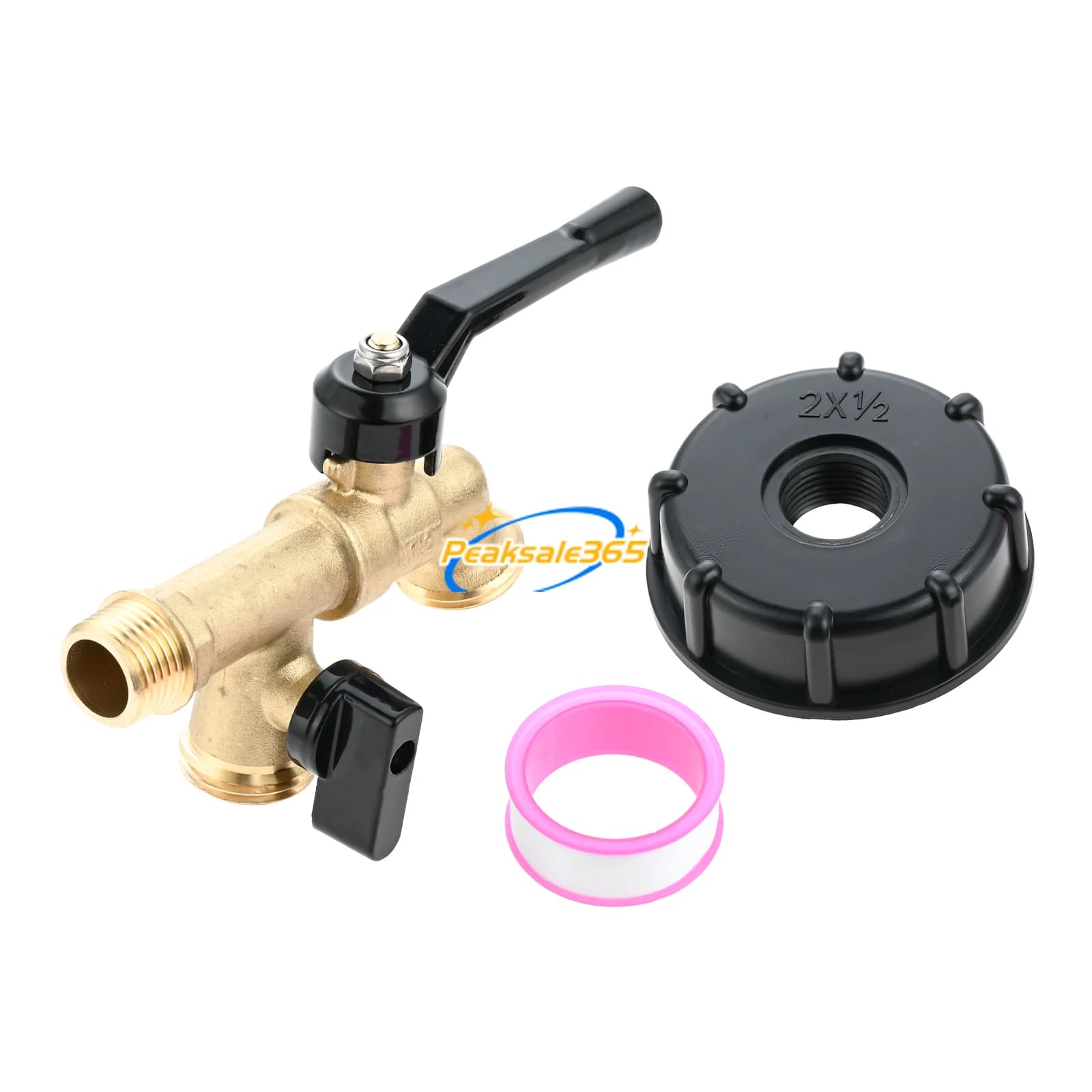 275-330 Gallon IBC Tote Fittings Water Tank Adapter 2 In 1 Double Faucet 2.36 "Silver Fitting Brass Garden Pipe Connector Replace