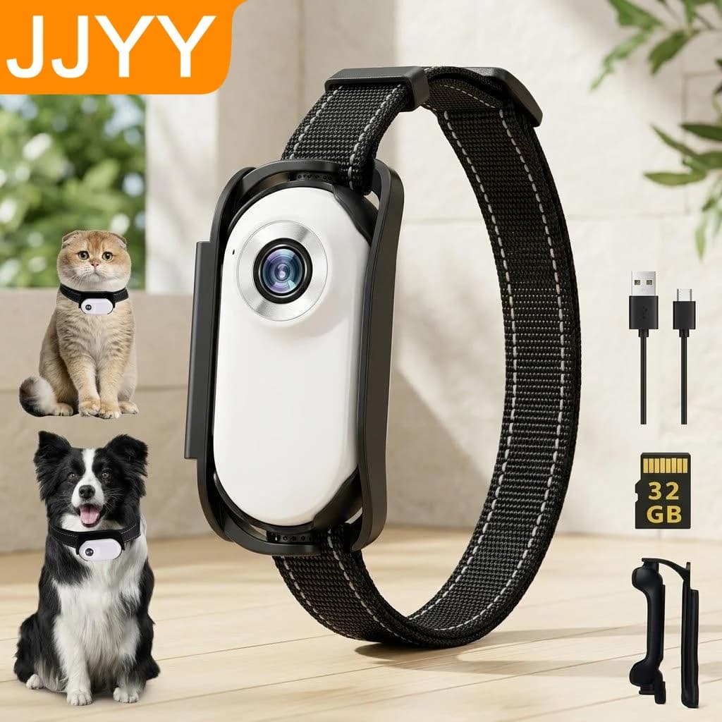 1080P Wireless Camera for Domestic Animals, Video Camera for Dogs and Cats, Security Video Recording for Interior and Exterior, Mini Collar Accessories