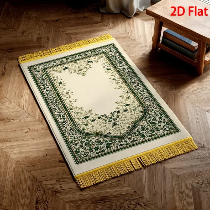 Tappeto da Preghiera VIKAMA con Motivi Floreali, Tappeto Portatile Musulmano per la Preghiera, Tappetino Antiscivolo per il Ramadan e il Pellegrinaggio