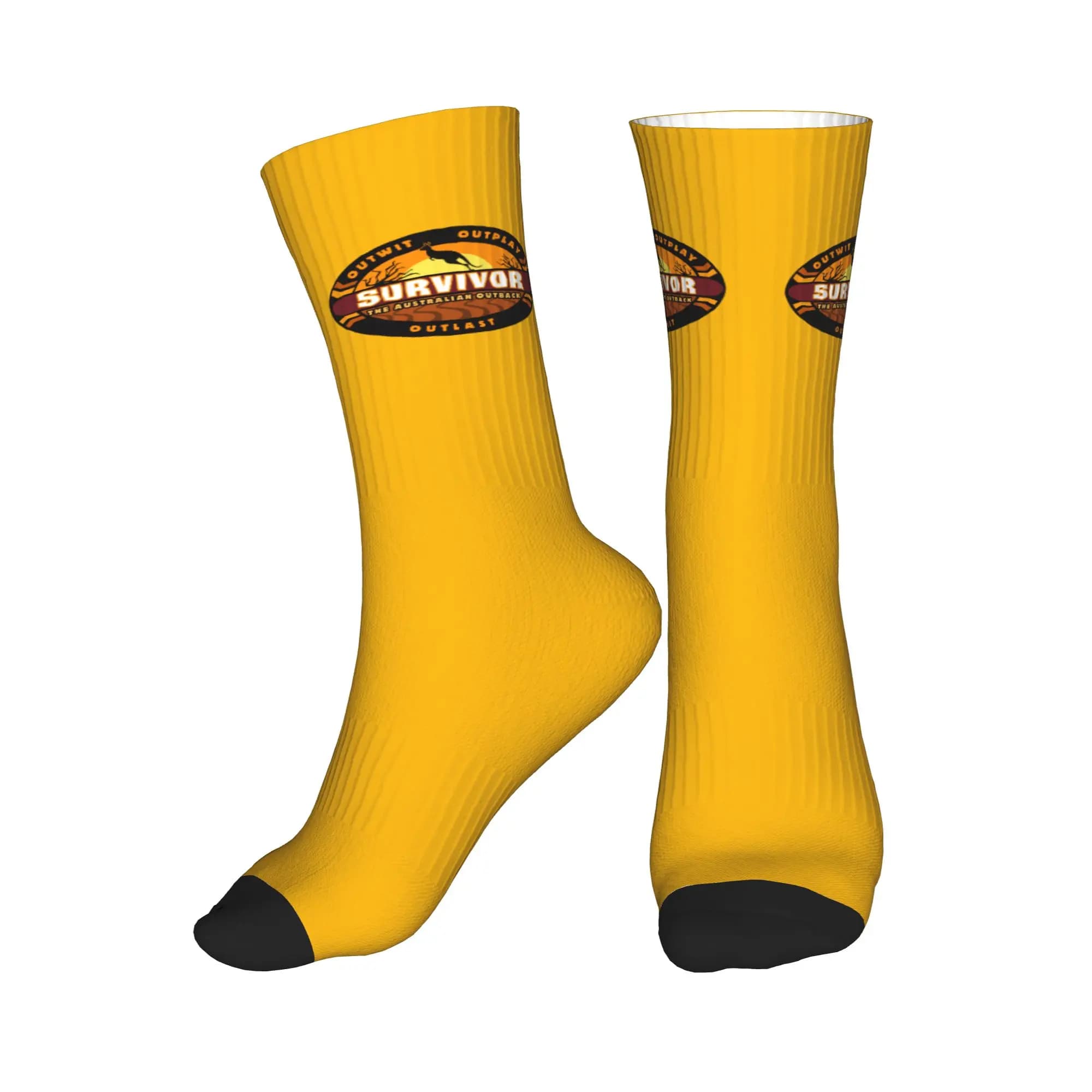Funny men's socks with 3D print of the TV show Adventure Game TV Show Survivor, comfortable and warm, unisex