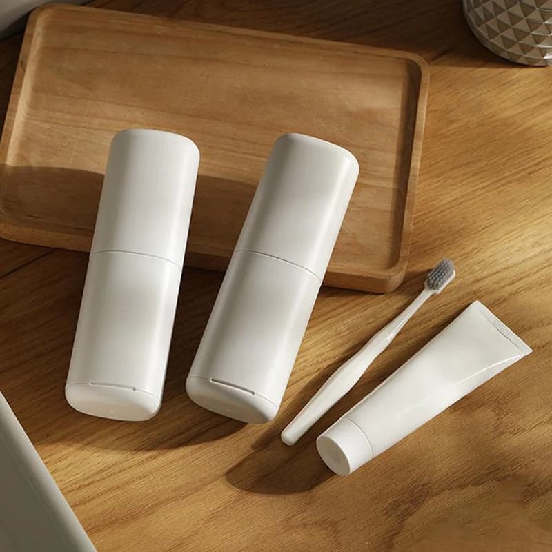 Contenitore per dentifricio in plastica da 1 pezzo per viaggiare in campeggio Custodia da viaggio per spazzolino da viaggio portatile
