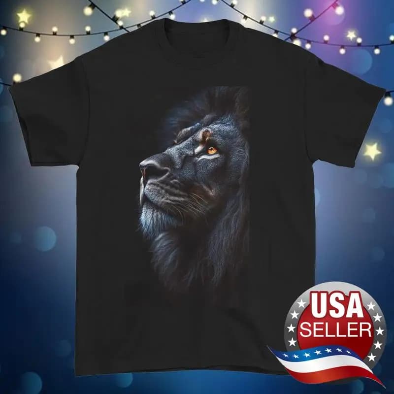 Lion Look At Black T Shirt All Sizes