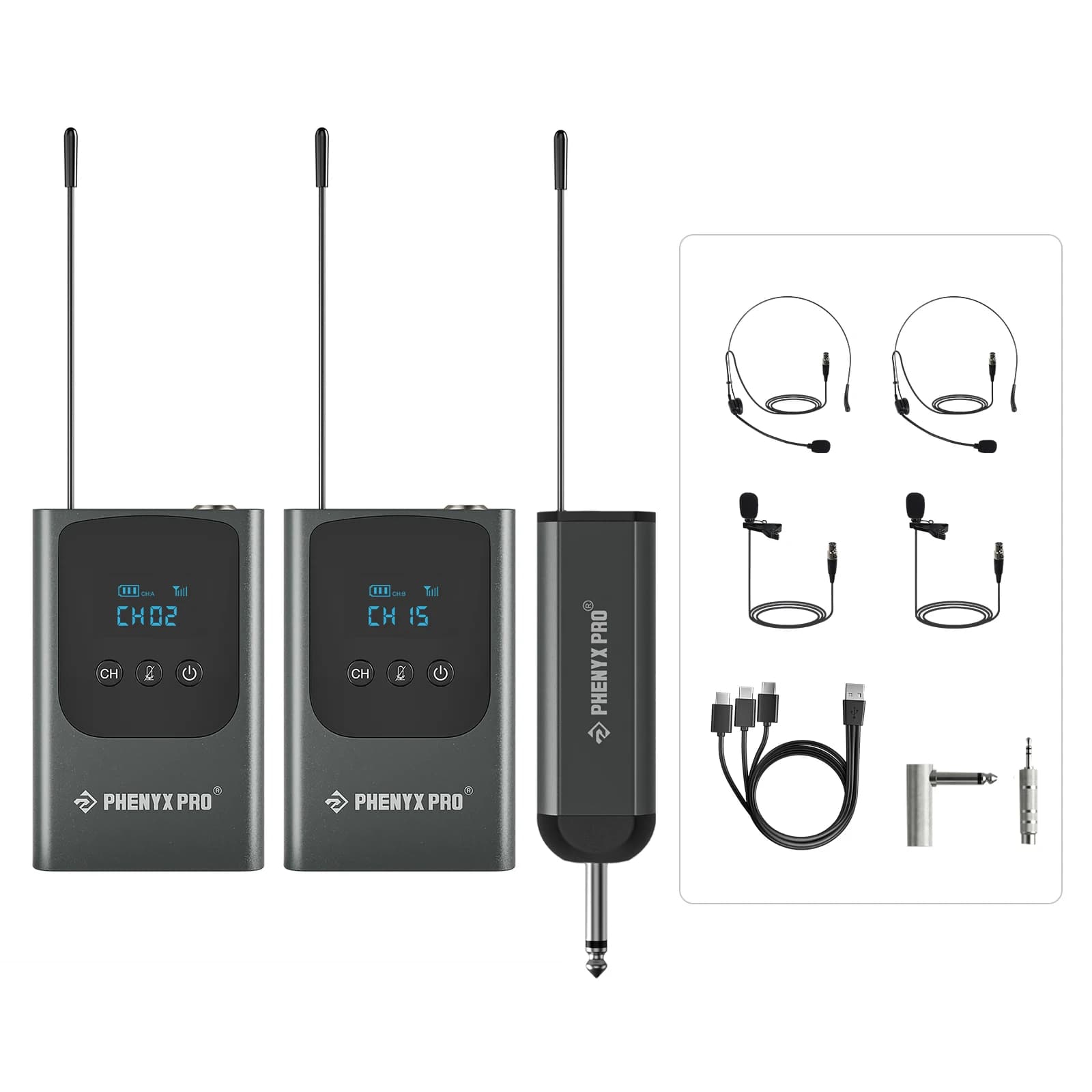 Dual Digital Portable Wireless Microphone System PDP-2-2B Phenyx Pro
