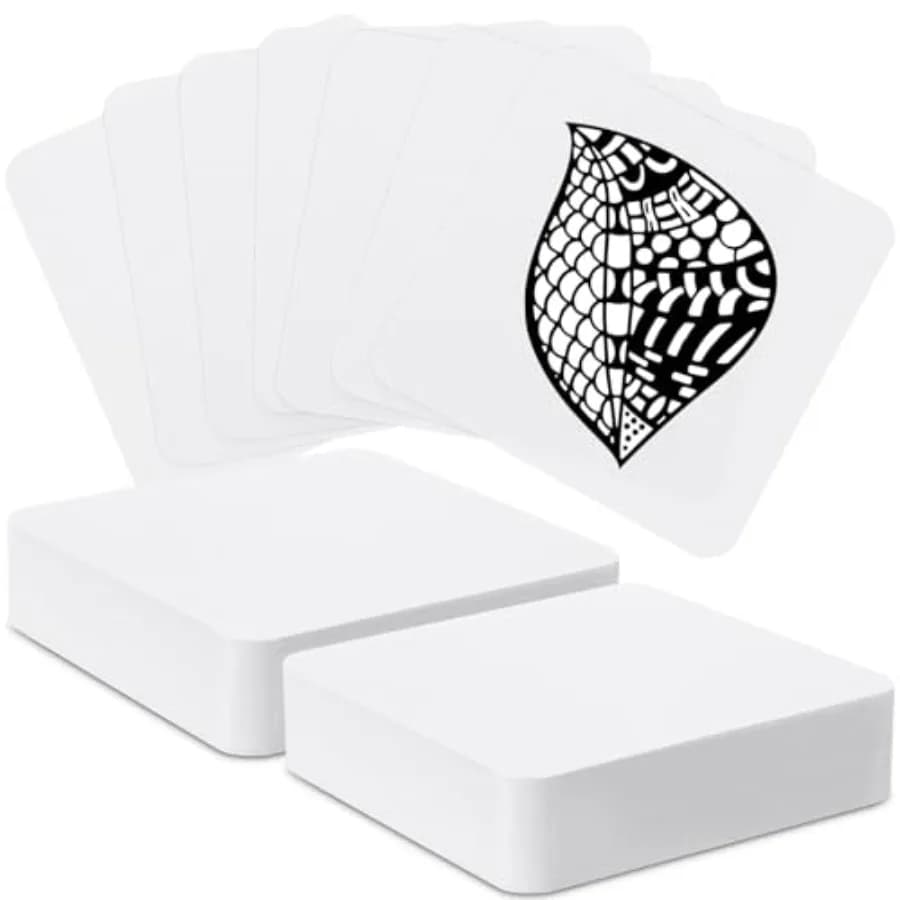 50 Pcs Artist's Tiles Zen Square White Paper Tiles Drawing Supplies for Calligrapher Watercolor Sketch Book Notebook