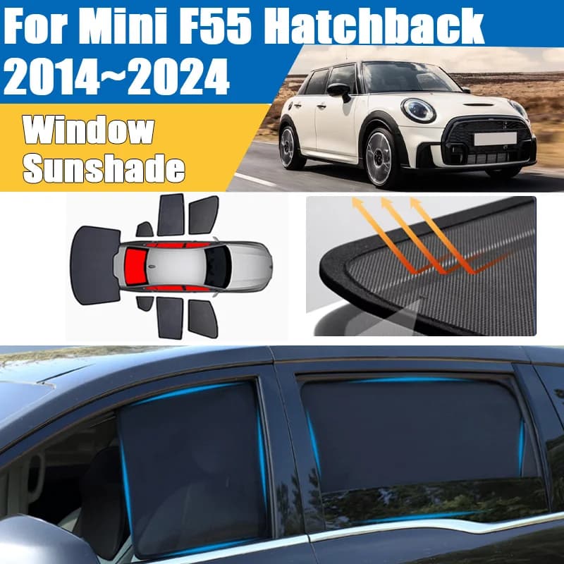 Parasole per auto per Mini F55 Hatchback MK3 5 porte 2014-2024, rete oscurante che blocca i raggi UV, tendina per telaio parabrezza, accessori auto