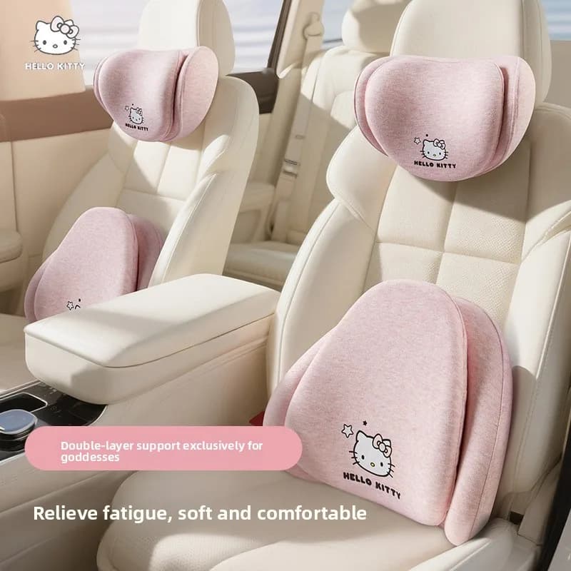 Cuscino per il Collo in Memory Foam Hello Kitty per Auto, Protezione Lombare, Cuscino per Poggiatesta Auto