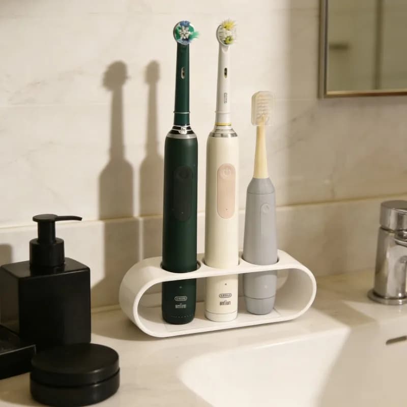 Portaspazzolino elettrico a 3 scomparti, organizer multifunzionale per il bagno