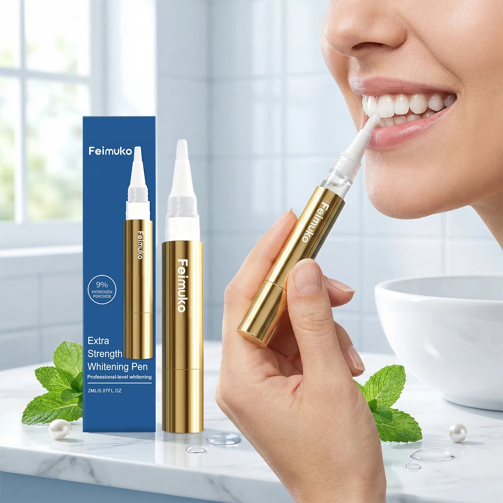 Whitening Gel Pen for Tooths, Delicate Cleaning, Macchie Reduction, Plaque Removal, Bad High Elimination, Oral Hygiene Tool and Tooth Whitening, 2ml