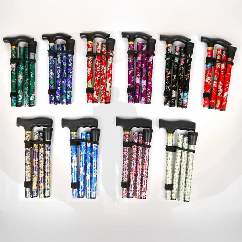 Telescopic Trekking Sticks, Foldable Hiking Sticks, Elderly Stroller Sticks, Rubber Point Stamps, Accessories