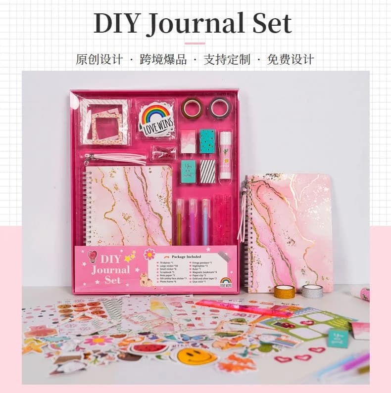 Kids DIY Journal Set - Scrapbook Diary with Stickers Stationery Gift Box, Creative Craft Kit for Childreneducational toys for ch