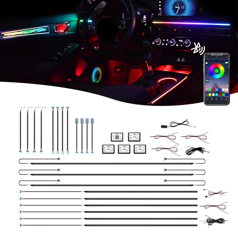 Striscia LED personalizzata in fabbrica RGBIC Facile installazione Sinfonia Luce ambientale universale Luci interne per auto a LED