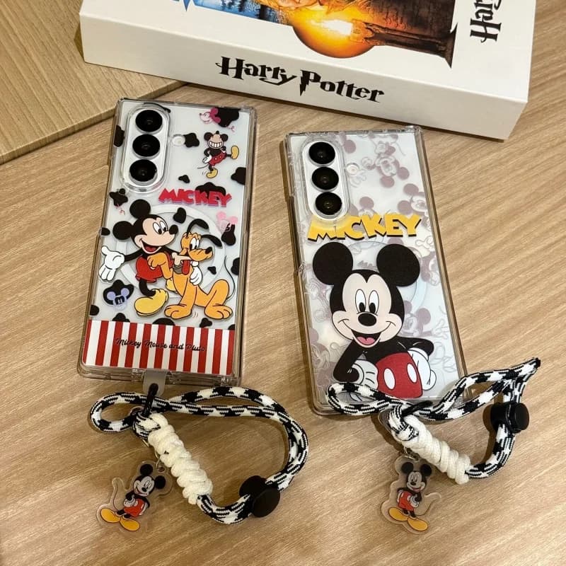 Custodia per telefono pieghevole con ricarica wireless MagSafe, simpatica e divertente, con personaggi di Topolino e Minnie, per Samsung Z Fold 3 4 5 6 7 Z Fold 7, cover magnetica