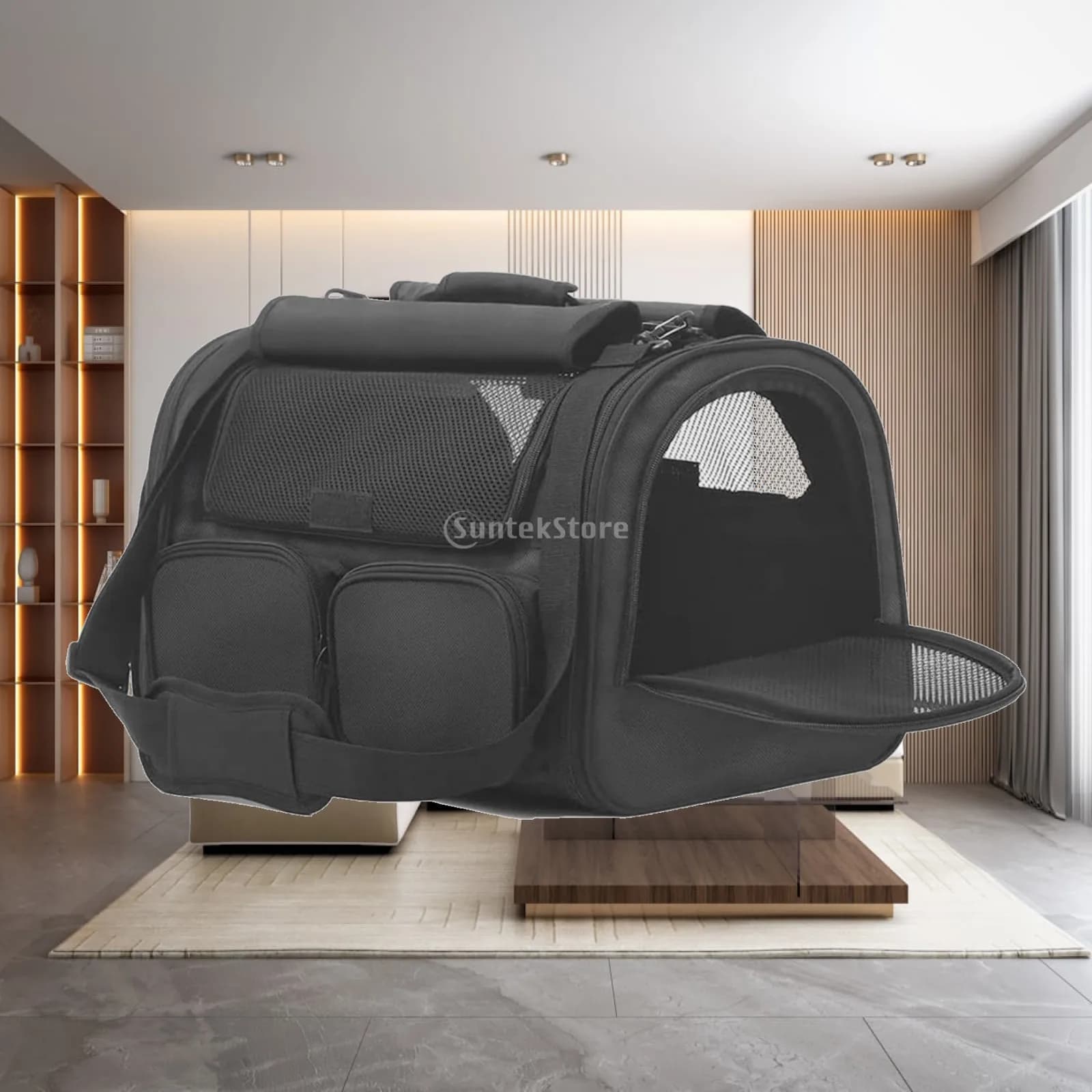 Foldable Textile Mesh Pet Carrier Industrial Container Luxury Small Dog Bag Travel Organizer with Zipper for Pets