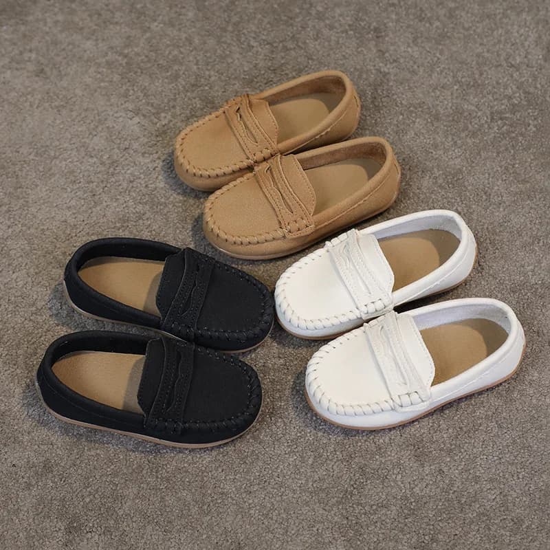 Boys Loafers Solid Color Kids Flats Moccasins Shoes Breathable Non-slip Children Slip-on Causal School Shoes Size 21-30