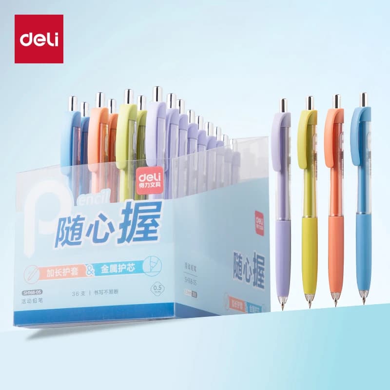 Deli 4/8pcs 0.5mm/0.7mm Mechanical Pencils Propelling Pencil School Supplies Stationery Office Supplies Drawing Sketch Tool Gift