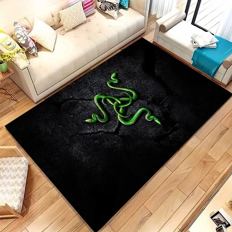 Classic Gamer Razer Logo Snake Living Room Non-Slip Area Rug Soft Carpet for Bedroom Kids Playroom Sofa,Home Decor Doormat Gift