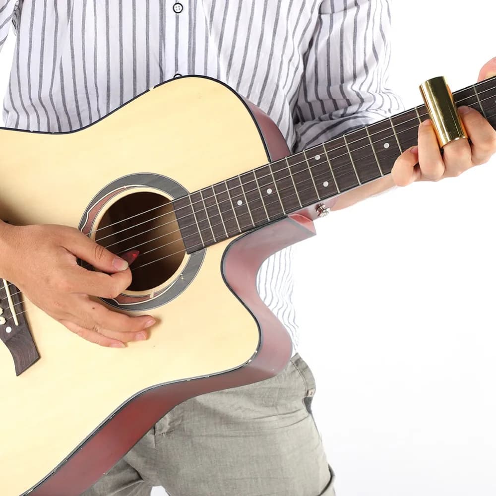 10 Plettri in Celluloide ​ Kit di Accessori per Chitarra ​ ​ 4 Slides per Chitarra ​ ​ 8 Ditali di protezione per le dita ​ Slide per Chitarra ​ ​ Scatola di ferro ​ Plettro per Pollice ​