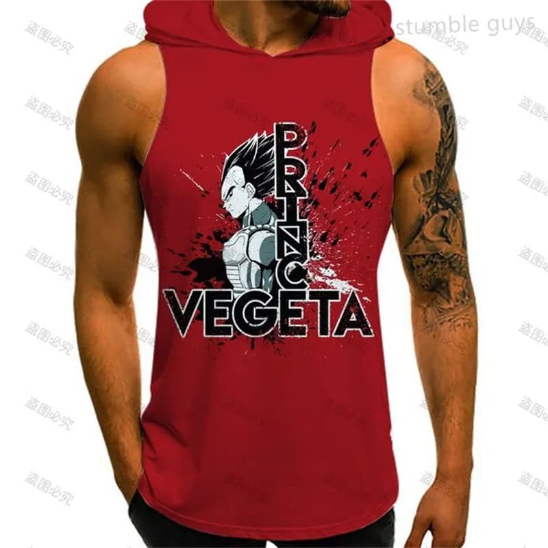 Abbigliamento da Palestra per Uomo con Tema Anime Giapponese, T-shirt Dragon Ball, Gilet con Cappuccio Goku, Top Kakarot Vegeta Super Saiyan