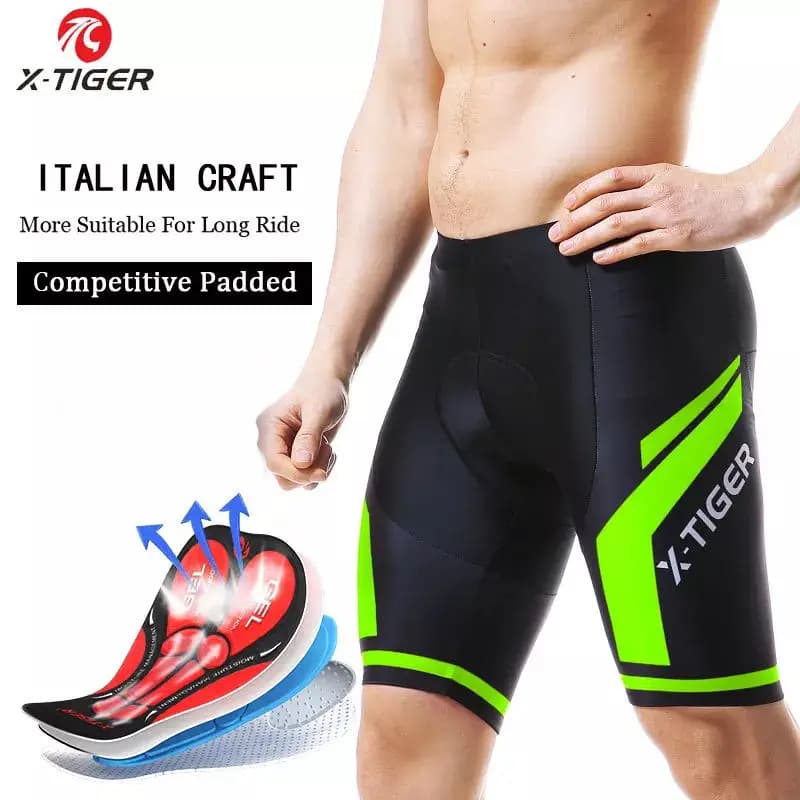 Men's X-TIGER cycling shorts, shockproof MTB bike shorts, breathable summer bike shorts with Coolmax 5D gel padding