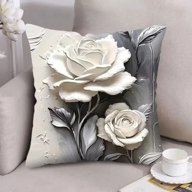 Cuscino Decorativo Moderno per Divano con Stampa Rose Emed, Super Morbido, Quadrato, per Poggiatesta Auto e Soggiorno