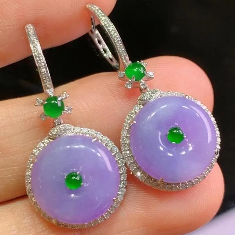 Orecchini rotondi classici in calcedonio naturale viola ghiaccio per le donne orecchini pendenti con ciondoli di lusso leggeri vintage gioielli da sposa