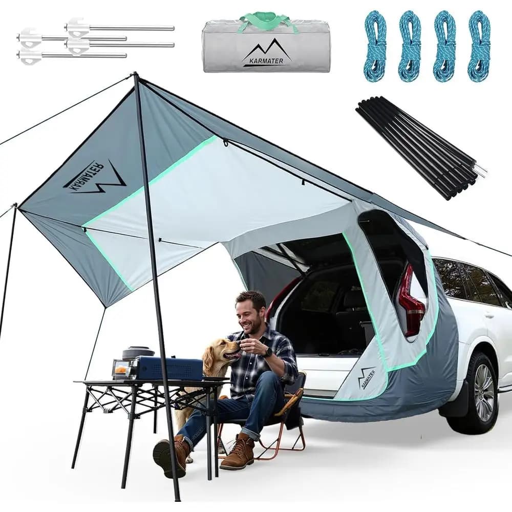 Camping Tent Portable for SUVs with Pali, Shaded Roof and Mosquito net for Open Travel