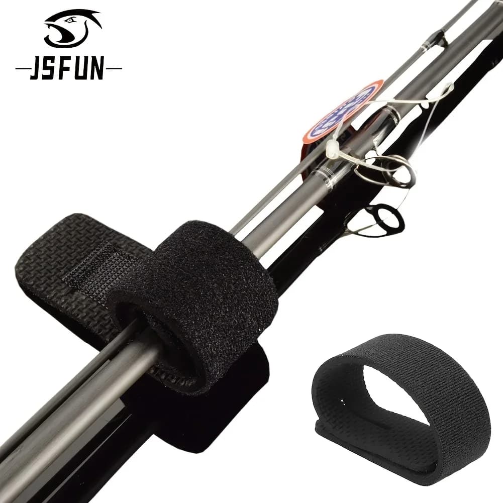 JSFUN 10 pieces red blue and black tricolored fishing rod anti-slip strap equipment belt wrapping elastic bracket for fixing rod reusable tie