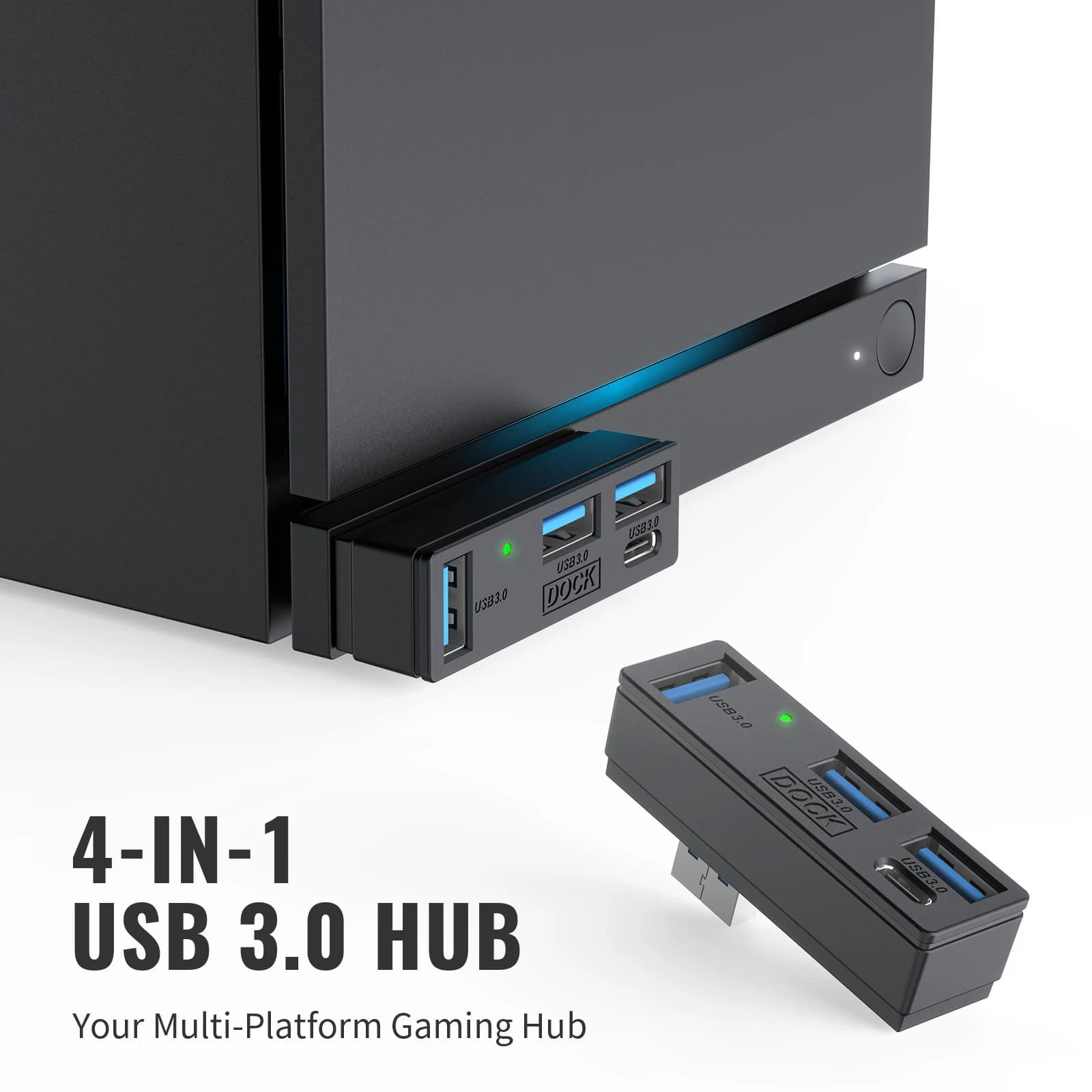 Hub USB 3.0 4 in 1 con Indicatore e Custodia per Steam Machine PlayStation 5 PC, Stazione di Docking Multiporta