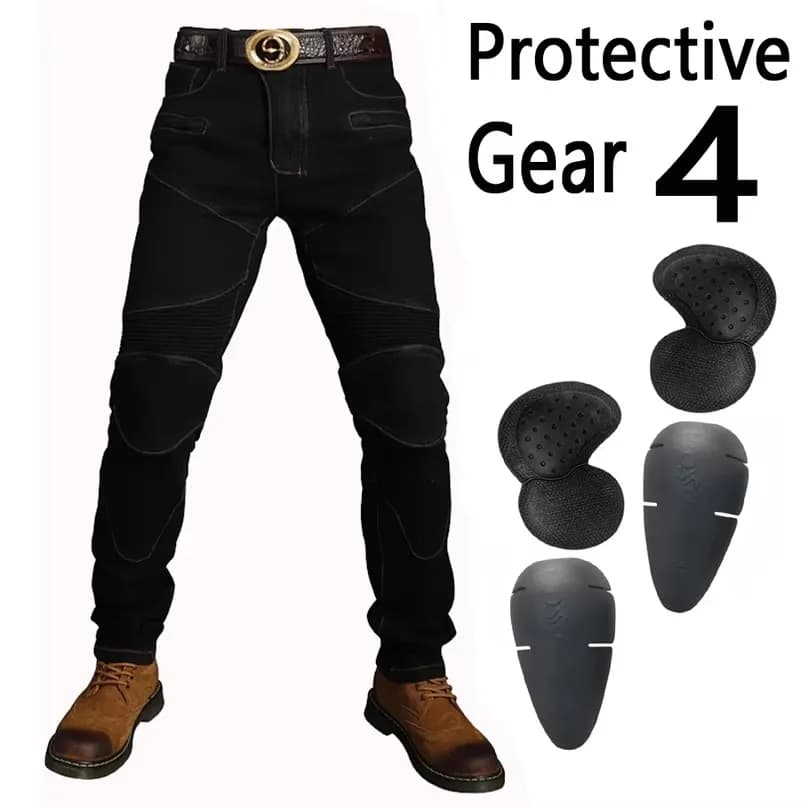 Jeans da moto da uomo Pantaloni da moto da turismo Jeans da moto da motocross blu/neri con protezione per le ginocchia