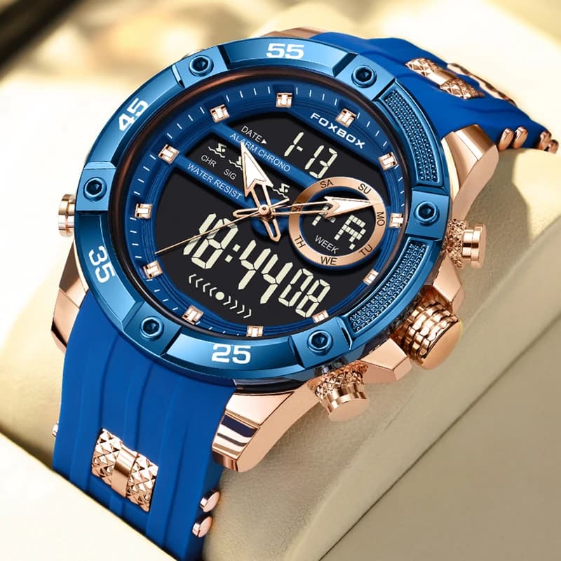 Nuovo originale FOXBOX orologi da polso al quarzo da uomo di marca di lusso moda militare impermeabile orologio analogico digitale per uomo Reloj Hombre