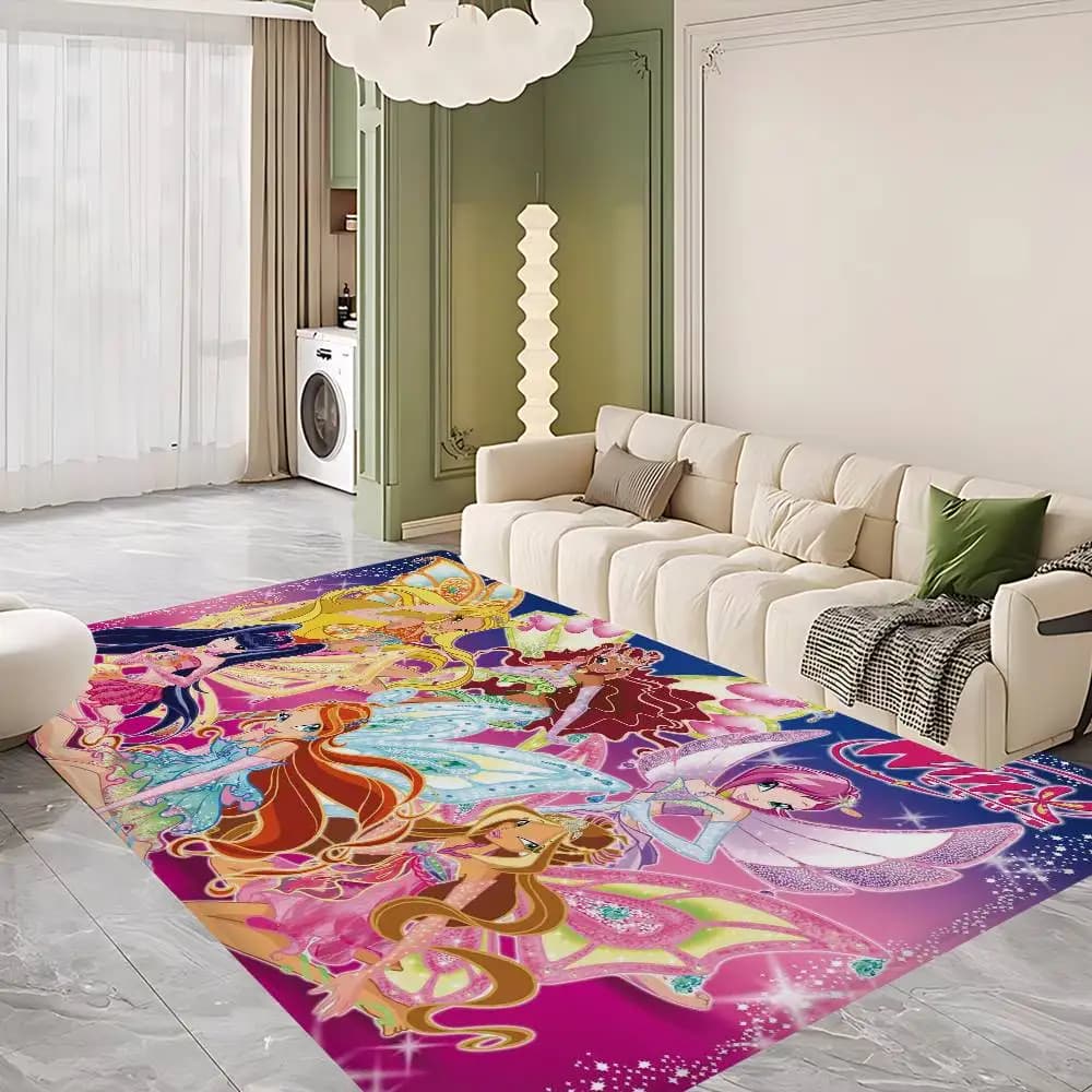 Girl-W-Winx Catoon Clubs Room Mats Cheaper Anti-slip Modern Living Room Balcony Printed Welcome Rug