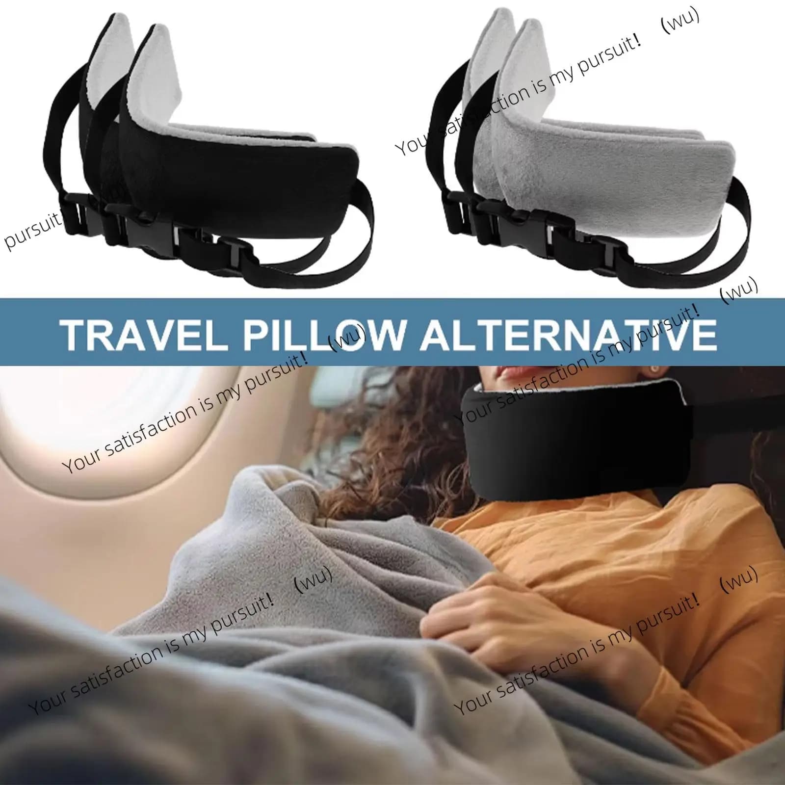2 pezzi/set cuscino da viaggio supporto per il collo fascia regolabile sostituzione poggiatesta morbido seggiolino auto per aereo portatile