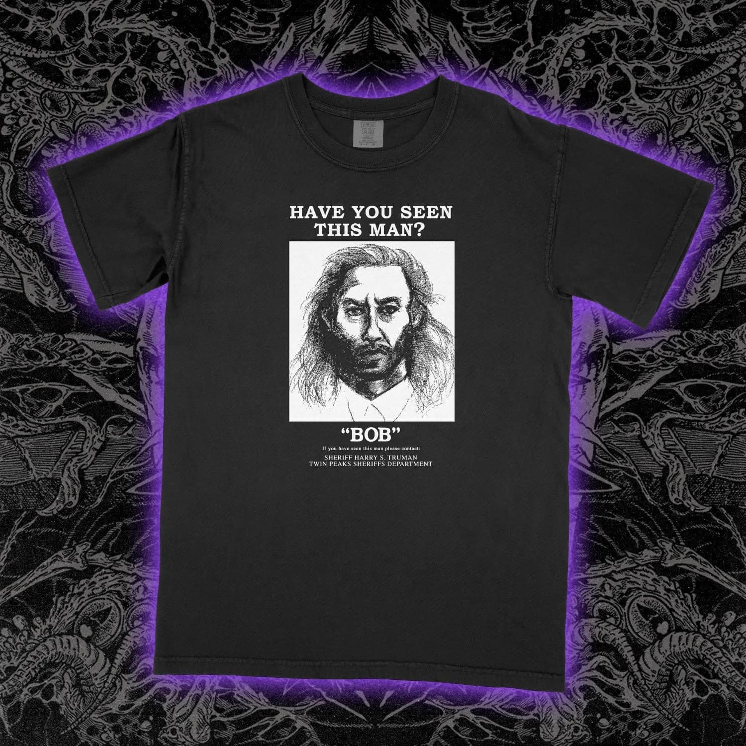 T-shirt Twin Peaks Have You Seen Bob, grafica horror cult della serie TV di Lynch, unisex