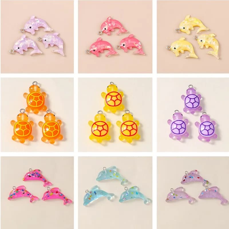 20pcs Cute Marine Life Dolphin Turtle Charms Pendants for Jewelry Making Drop Earrings Necklaces Bracelet DIY Crafts Accessories