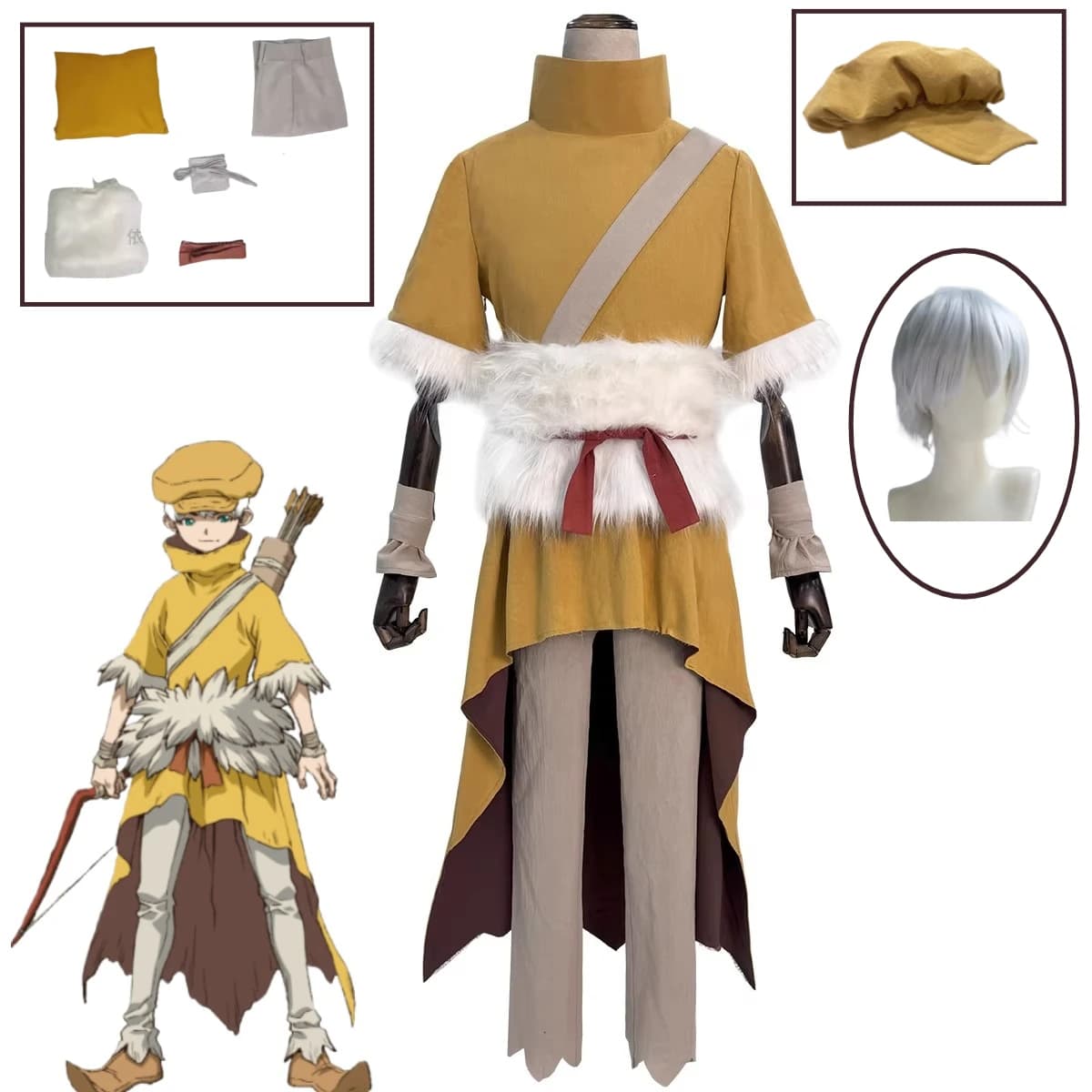 Dr. STONE Costume Cosplay Five Wise Generals Saionji Ukyo Outfit Cappello Parrucca Set Halloween Natale Donna Uomo Costume Anime