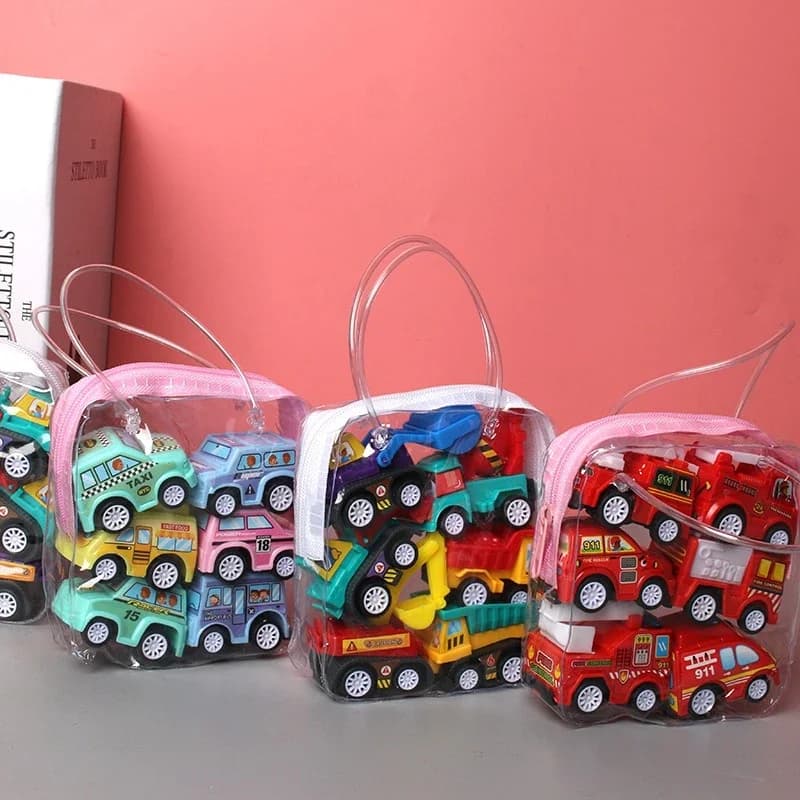 6/12 mini inertial pieces pull back auto set of engineering child children cartoon toys birthday gift