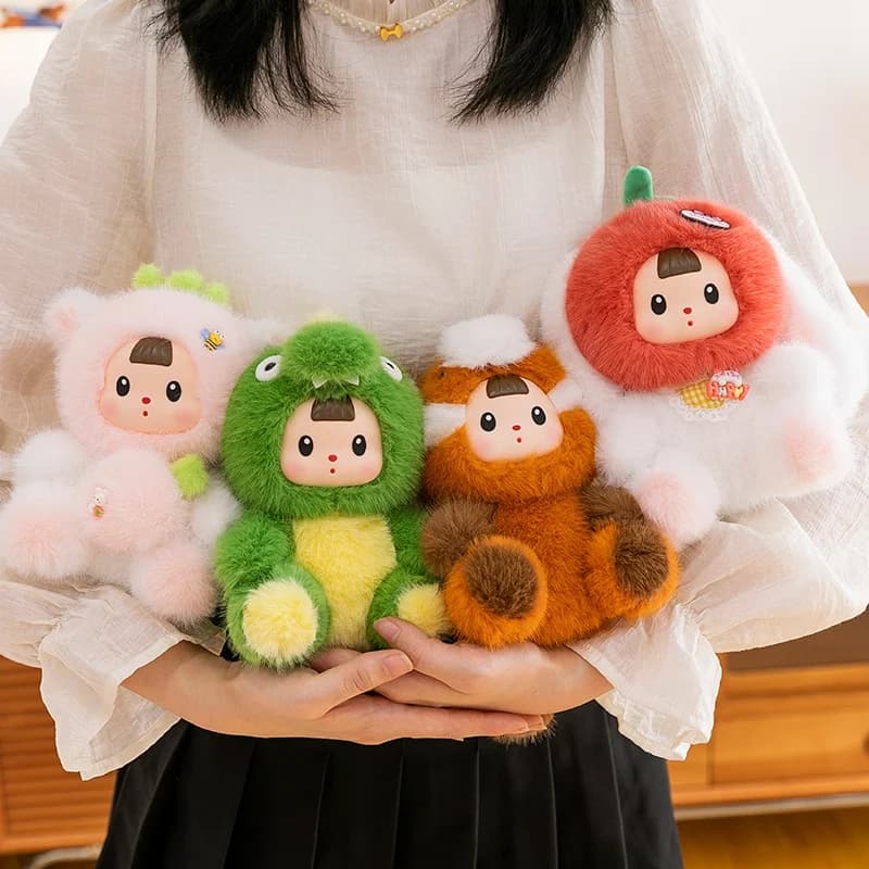 17 cm morbido vinile viso peluche piccolo dinosauro pomodoro coniglio procione e fragola bambola simpatico cartone animato animale farcito giocattolo